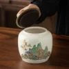 Cultural Creative Qianlijiang Camera Tea Caddy Ceramic Large Capacity Tea Storage Sealed Empty Jar Black Green Tea Pu er Tea Caddy