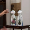 Jade Porcelain Pure Hand Painted Cheongsam Vase Retro Pendulum Flower Arrangement Chinese Ceramic