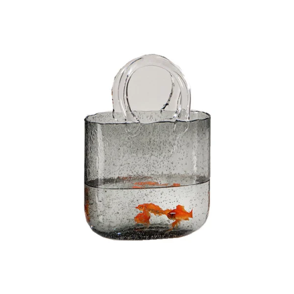 Creative Bag Hand Basket Glass Vase Transparent Hydroponic Flower Arrangement Vase Flower Vessel Dining Table Decoration Shooting