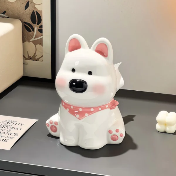 Cute West Highland Tissue Box Living Room Paper Box Ceramic Paper Box Household Coffee Table Bedroom Decoration Napkin Box