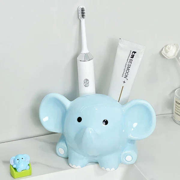 sg-11134201-824hy-mfnm8i3pfrwt69.webp Blue Elephant Toothbrush Rack Countertop Ceramics Toothbrush Holders Lovely Toothpaste Stand